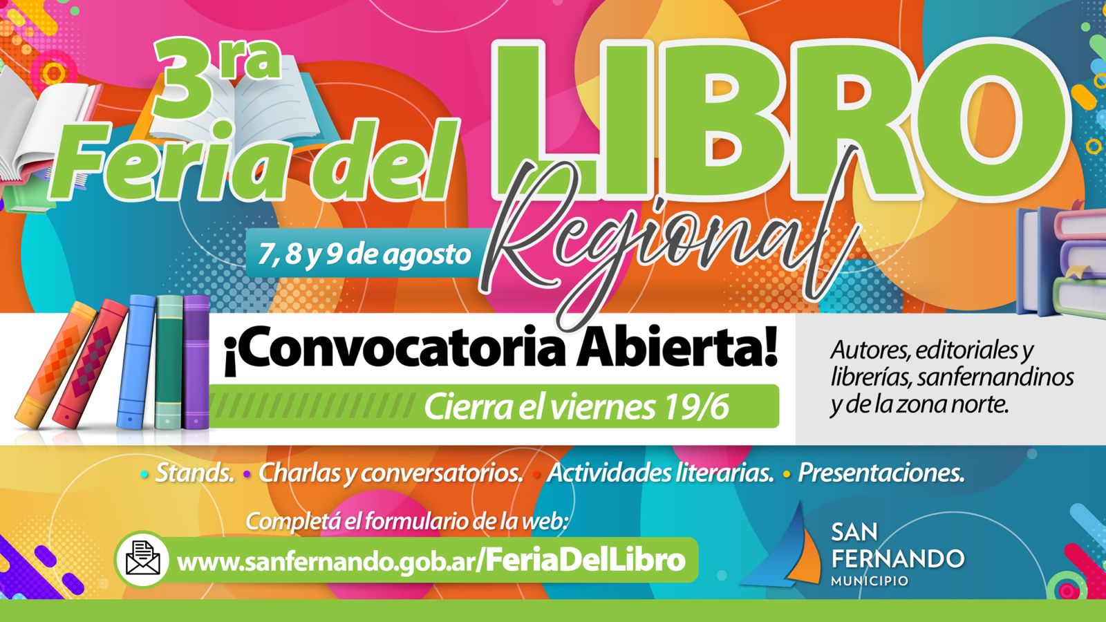 Nueva convocatoria de escritores, librerías y editoriales para la 3ra Feria del Libro de San Fernando